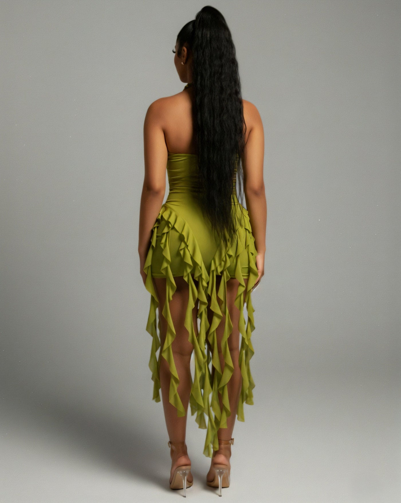 SANAI Ruffle Trim Mini Dress