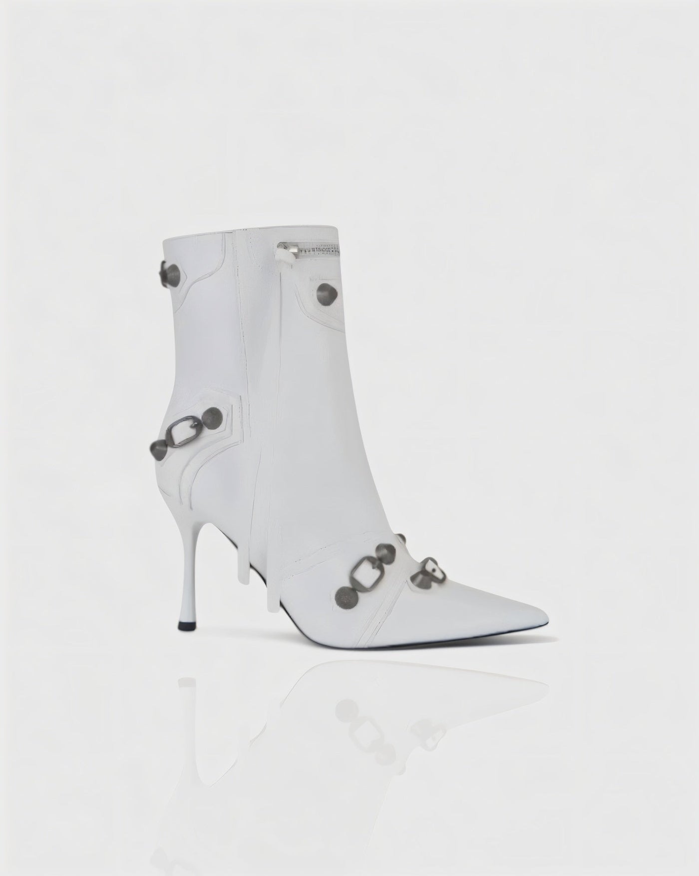 REVINA Studded Leather Pointed-Toe Ankle Boots