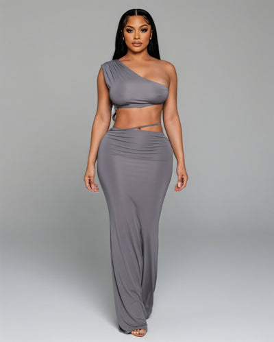 FRANCESCA Oblique Tube Top & Maxi Skirt Set