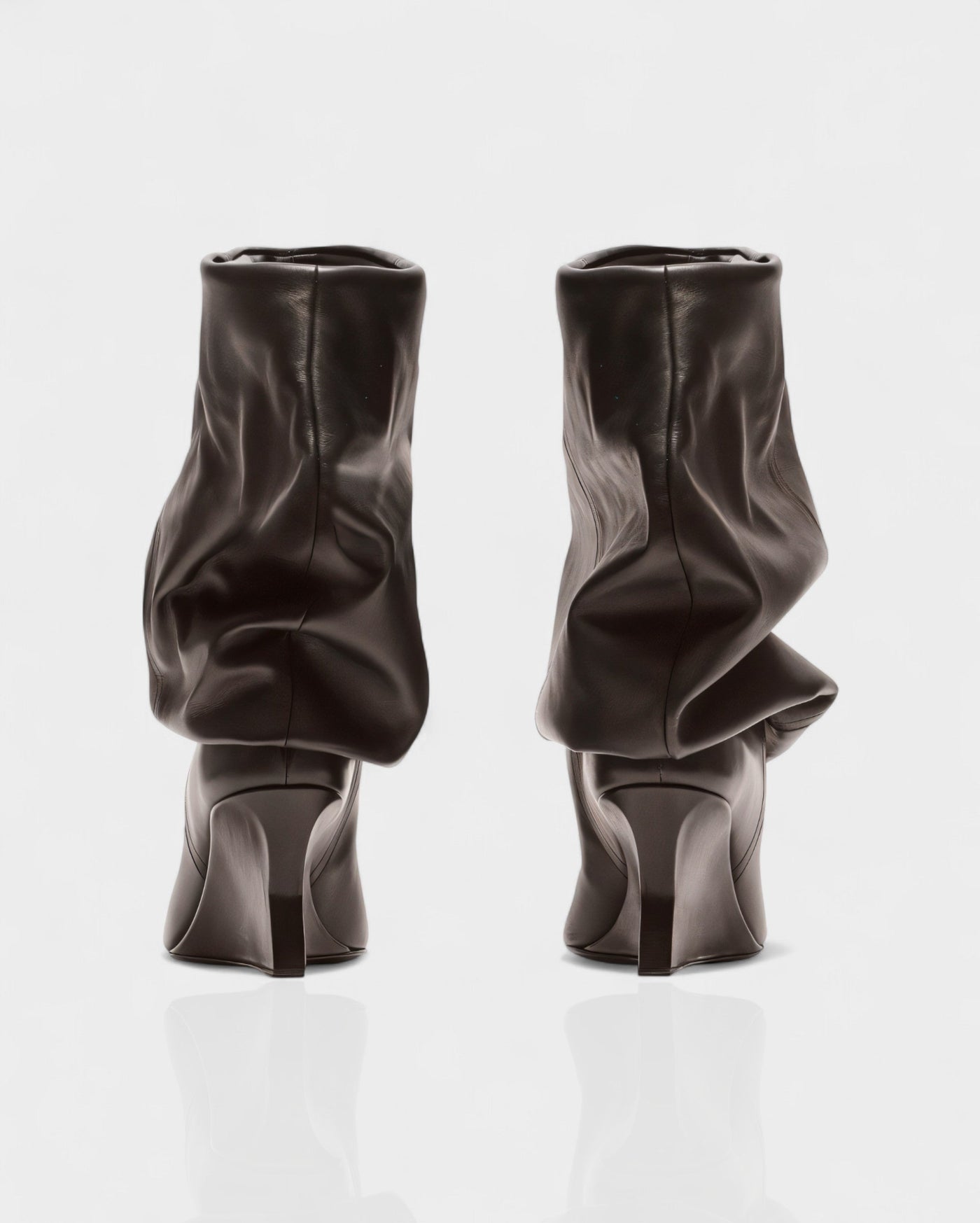 IRELLE Slouchy Faux Leather Pointed Wedge Heel Boots