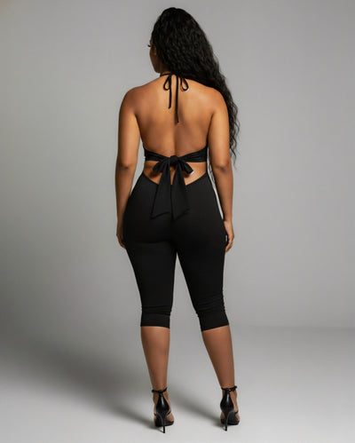 BRENA Cowl Halter Top & Capri Pants Set