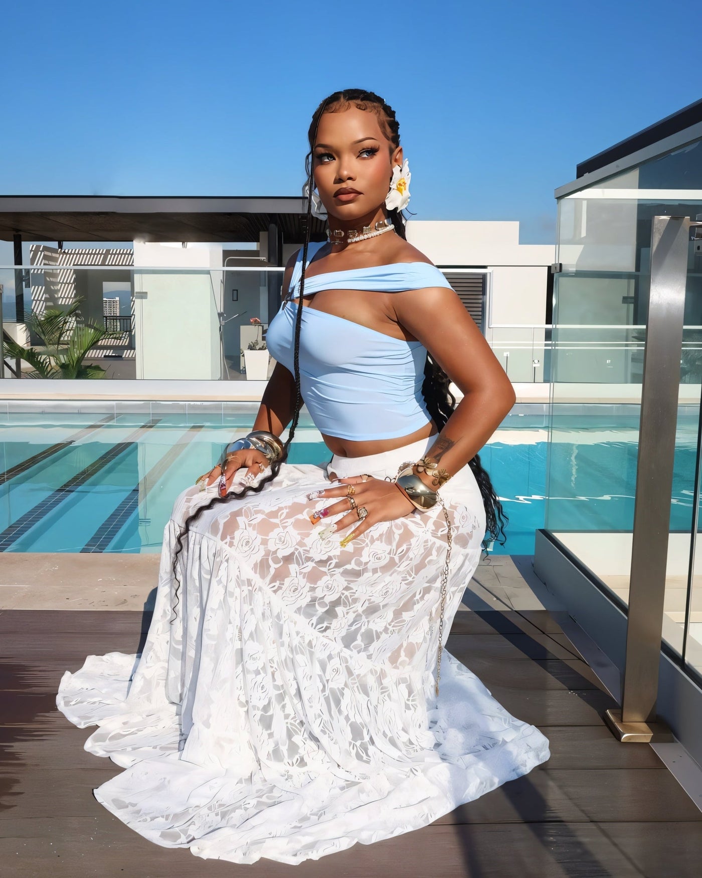 ALAIRE One-Shoulder Ring Accent Top