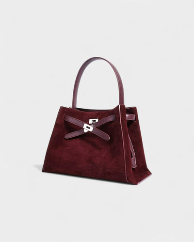 SOLARA Faux Suede Buckle Strap Tote Bag