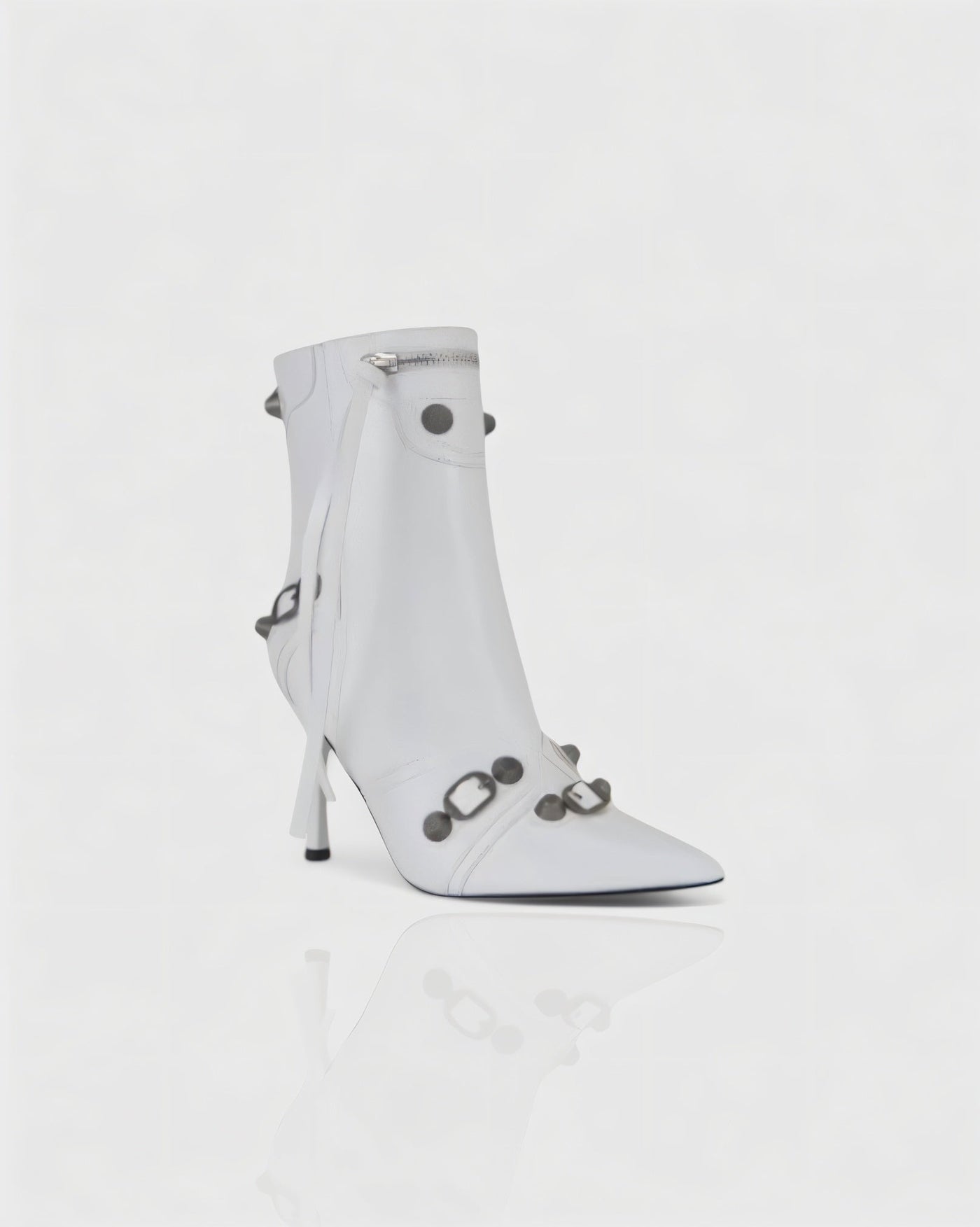 REVINA Studded Leather Pointed-Toe Ankle Boots