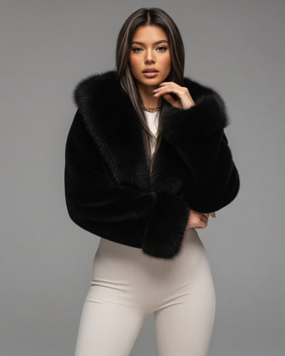 EZRA Plush Oversized Faux Fur Hooded Jacket