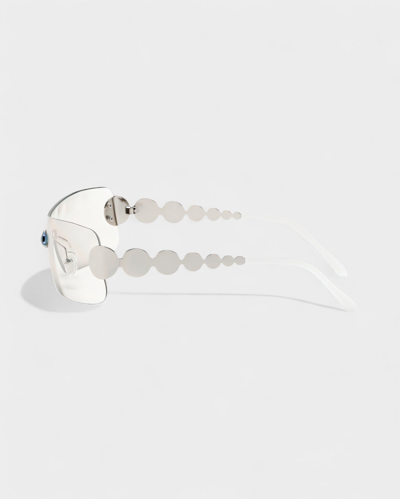 AMORA Circle Embellished Rimless Shield Sunglasses