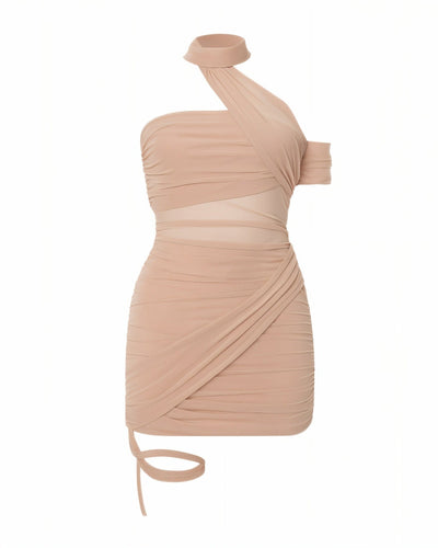 SONIA Draped Mesh Mini Dress