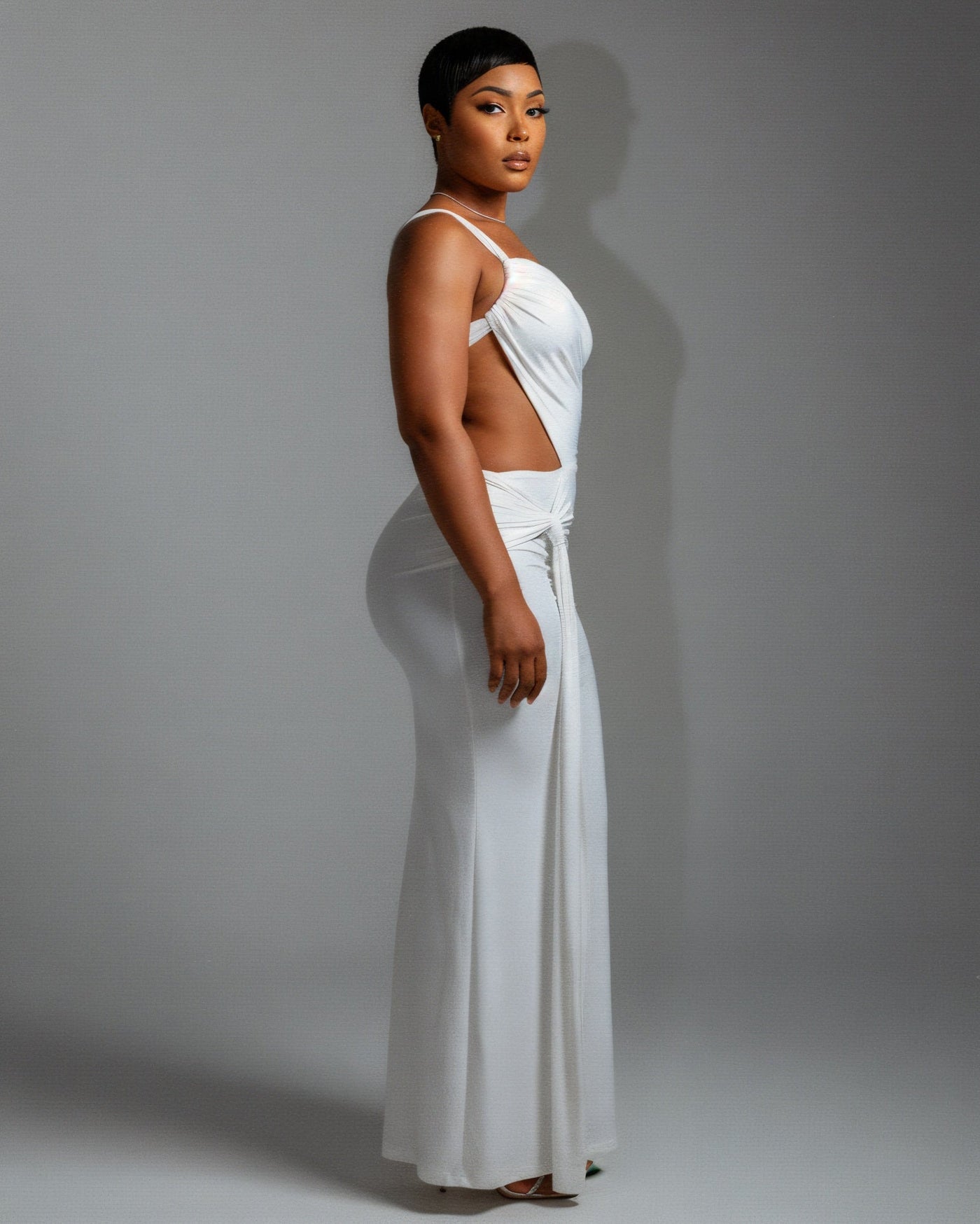 CARMEN Asymmetric Ruched Cutout Maxi Dress