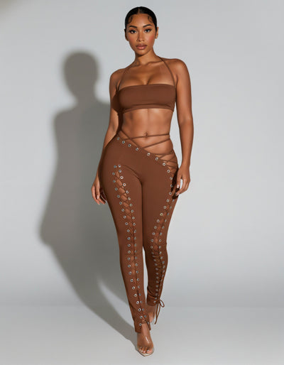 SORELA Crop Top & Lace-up Pants Set