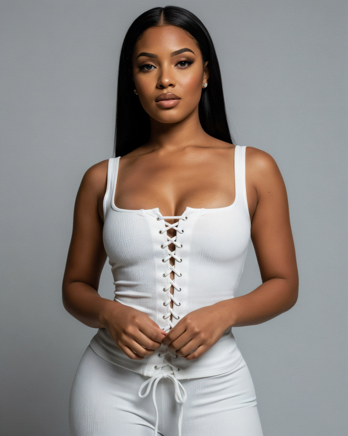 MATILDA Lace Up Top & Capri Pants Set