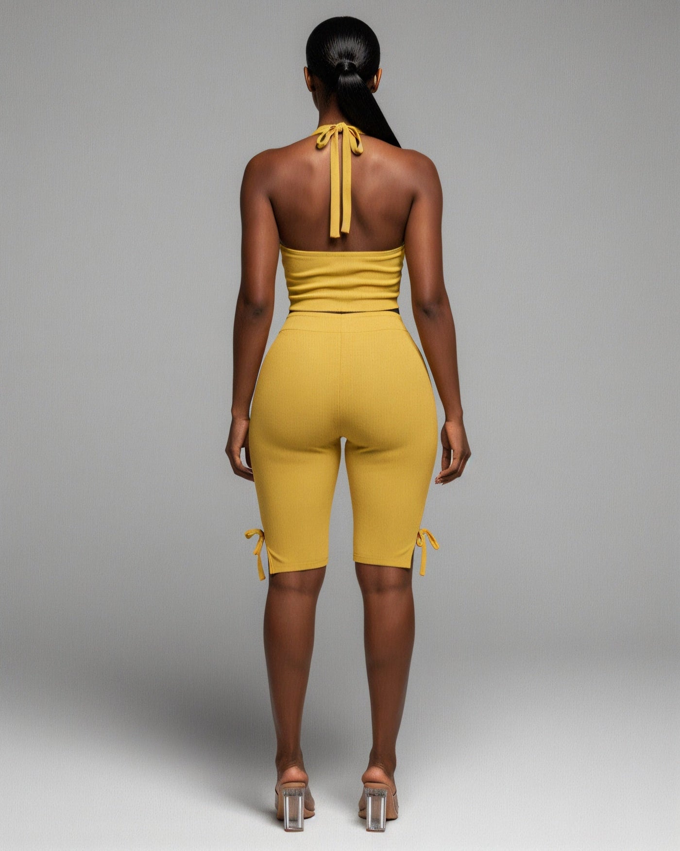 CHIYA Halter Crop Top & Side-Tie Capri Pants Set