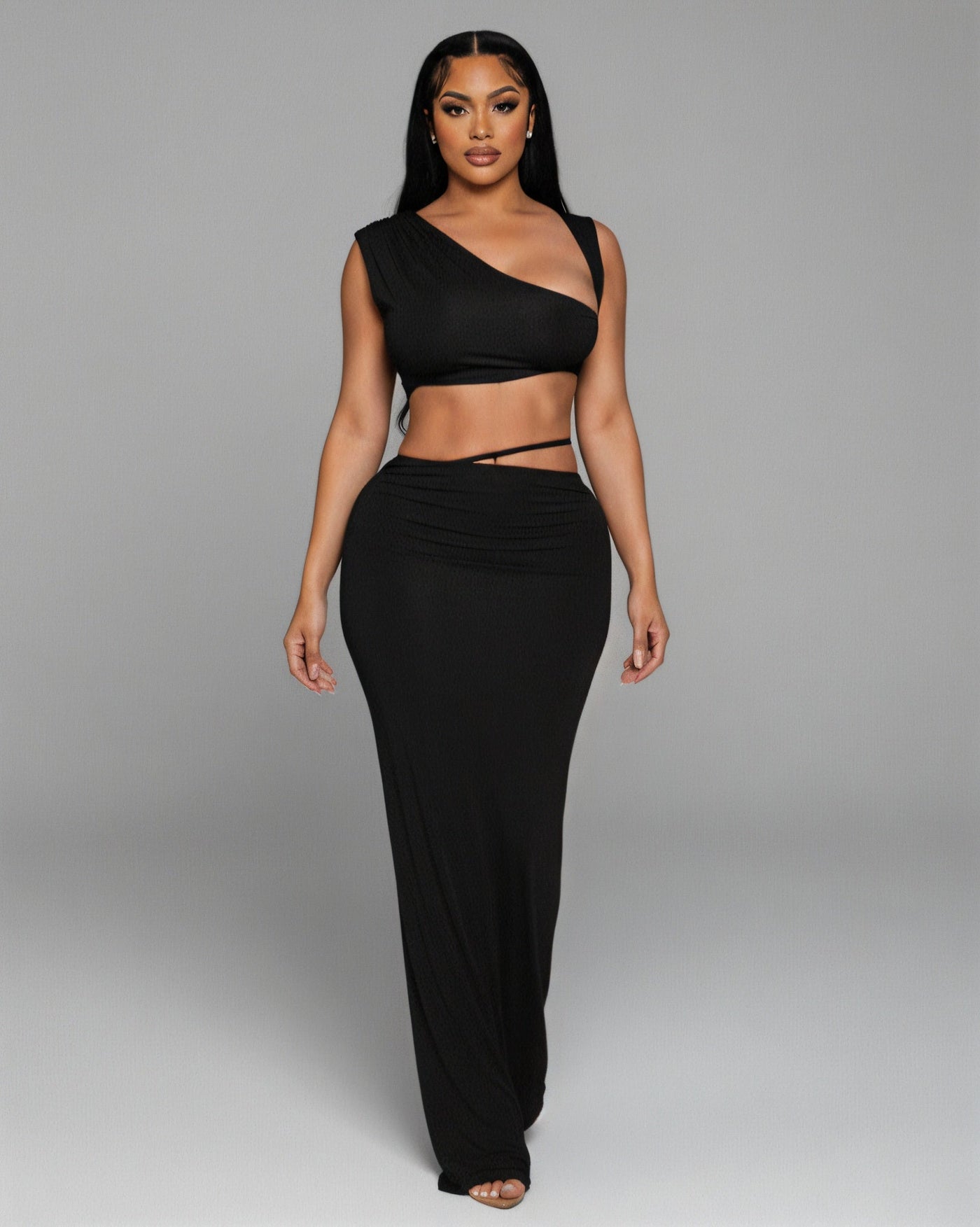 FRANCESCA Oblique Tube Top & Maxi Skirt Set
