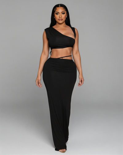 FRANCESCA Oblique Tube Top & Maxi Skirt Set