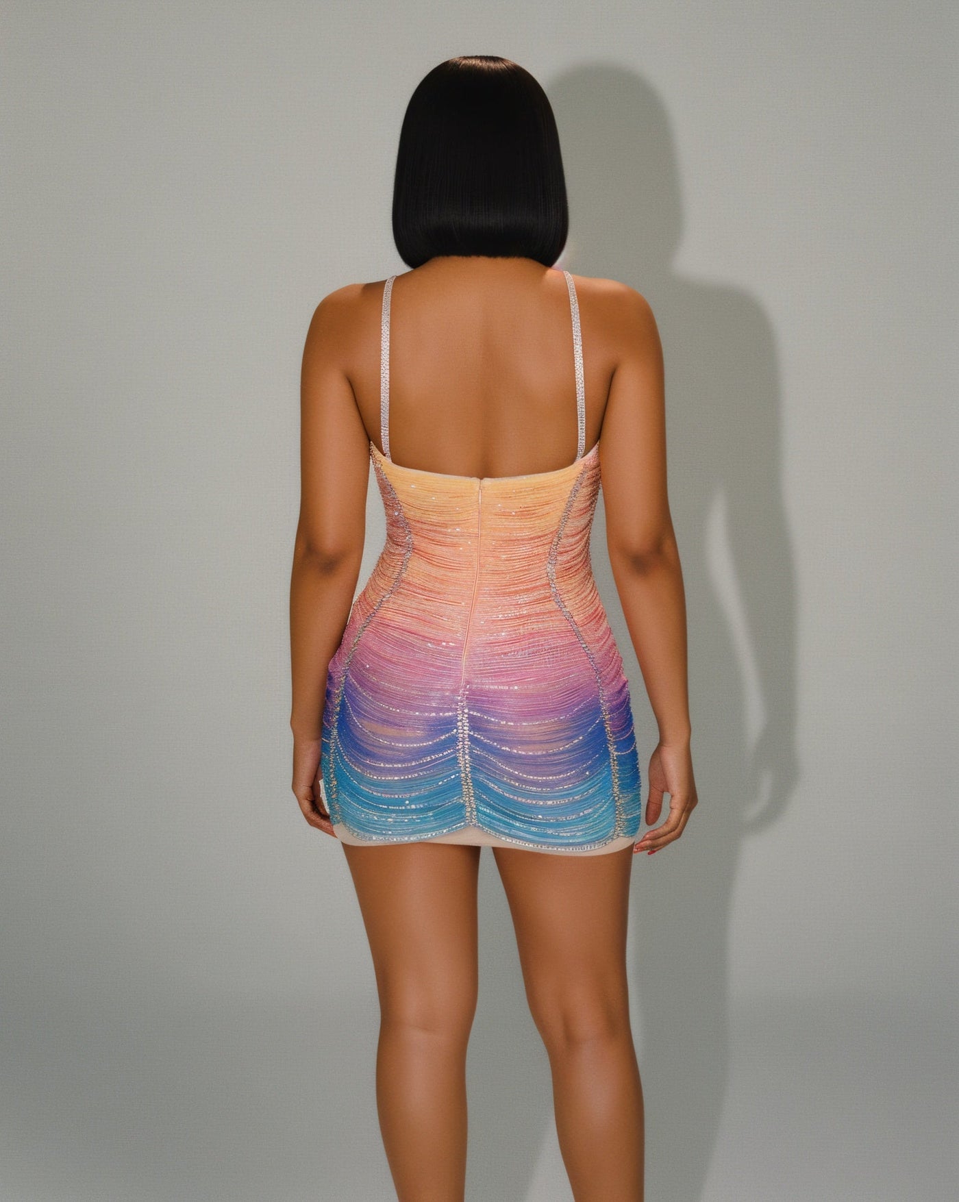 EMANY Rhinestone Embellished Gradient Mini Dress