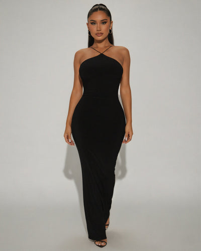 NORA Open-Back Bodycon Maxi Dress
