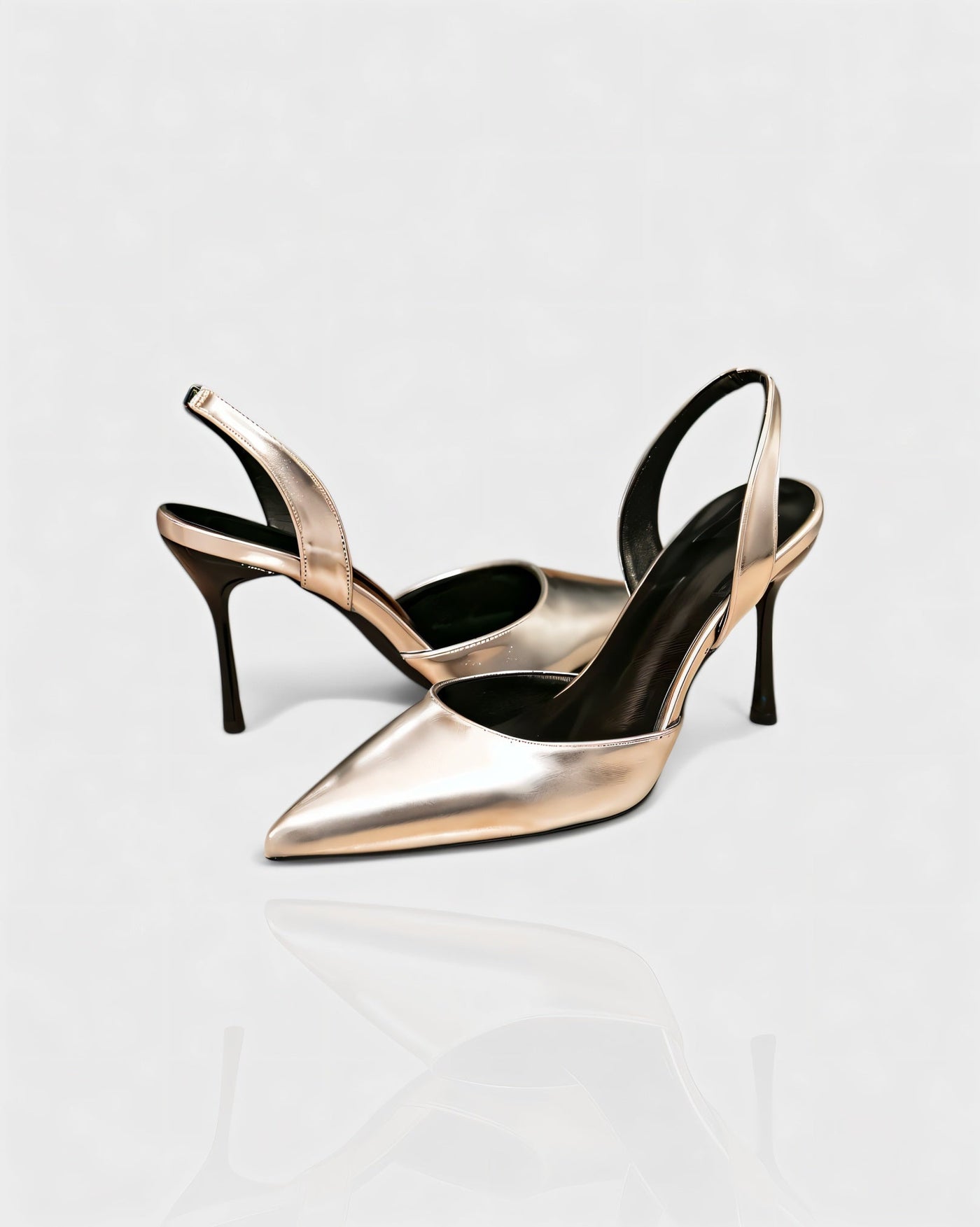 AELIN Pointed Silver Closed-Toe Heels