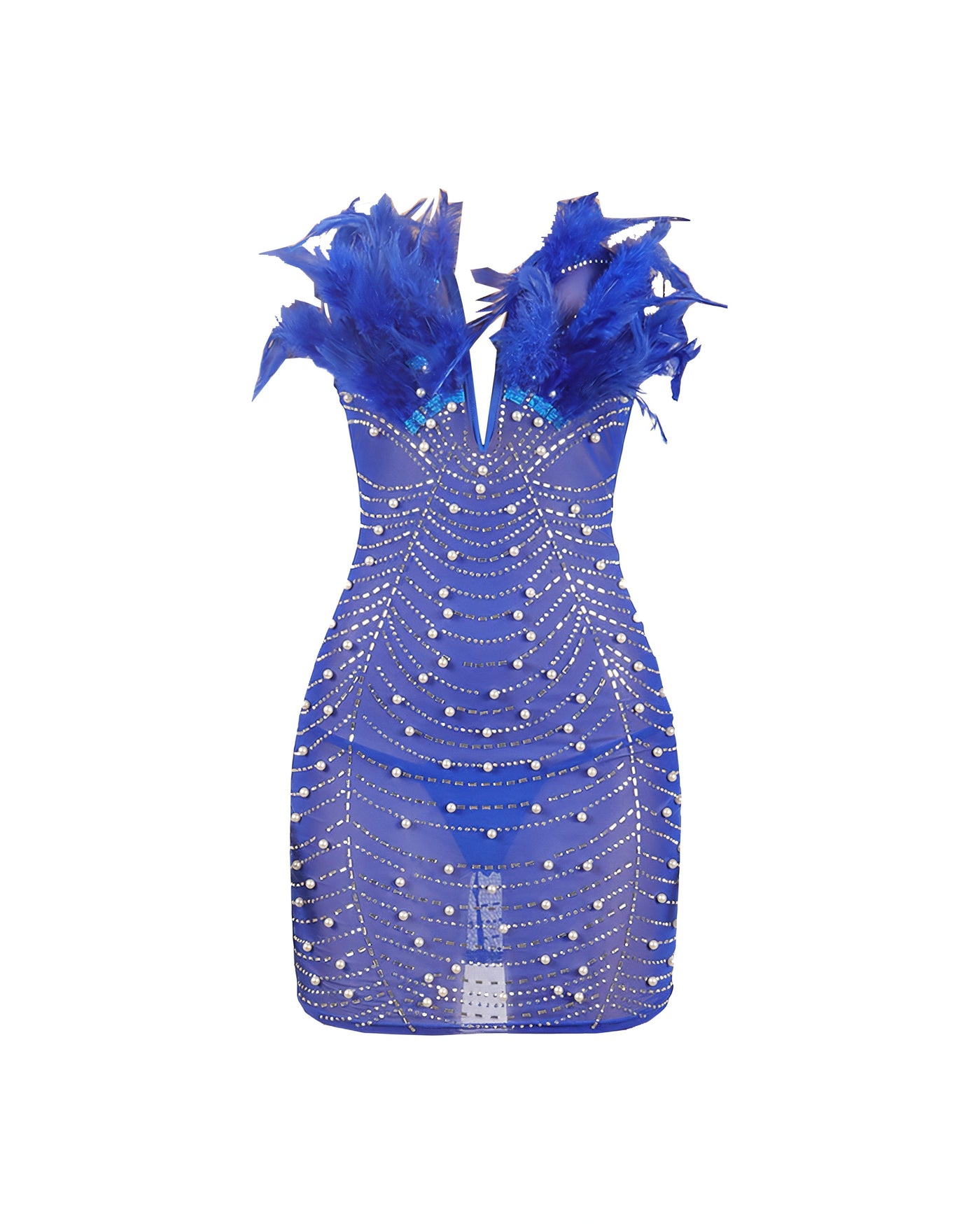 KAYALI Pearl & Rhinestone Embellished Feather Mini Dress