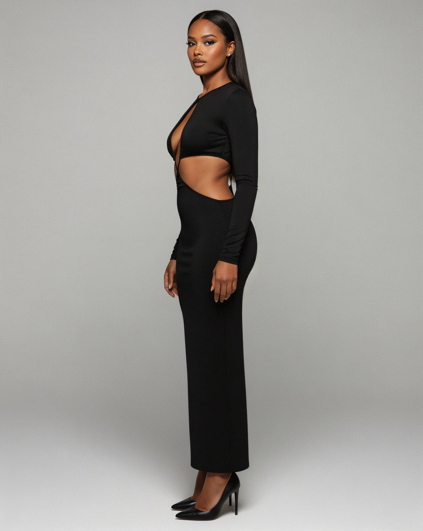 PARKER Long Sleeve Cut-out Maxi Dress