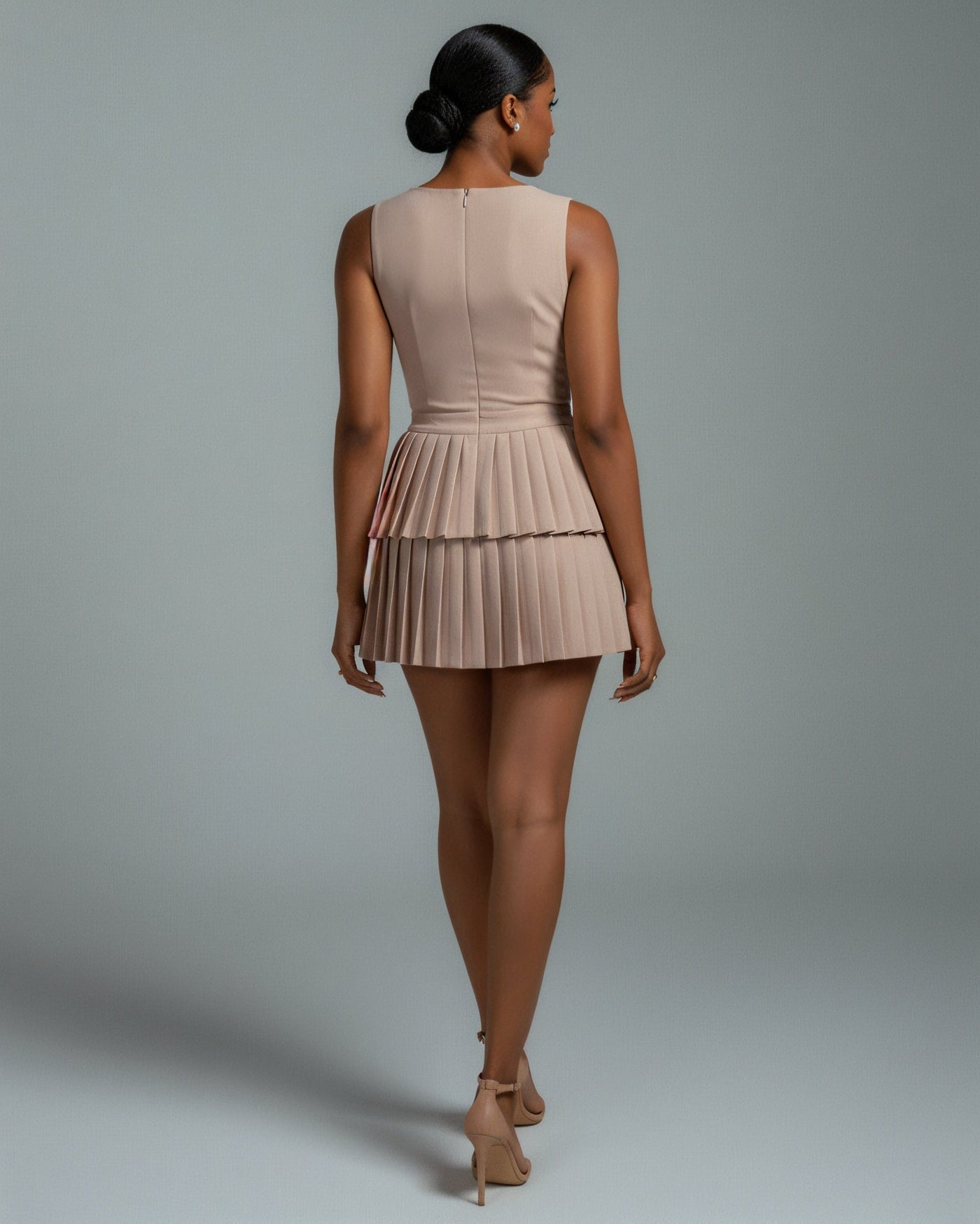 ARIANE V-Neck Pleated Mini Dress
