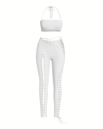SORELA Crop Top & Lace-up Pants Set