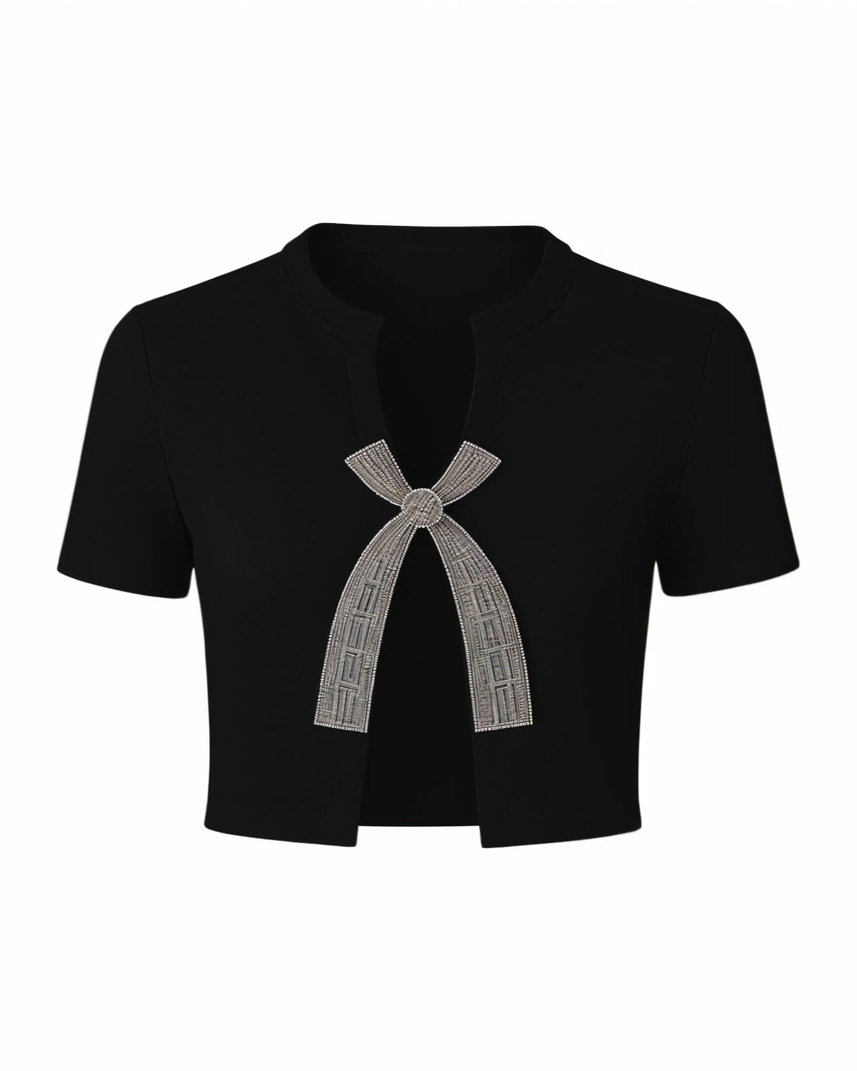 CARLY Rhinestone Bow Cropped Top