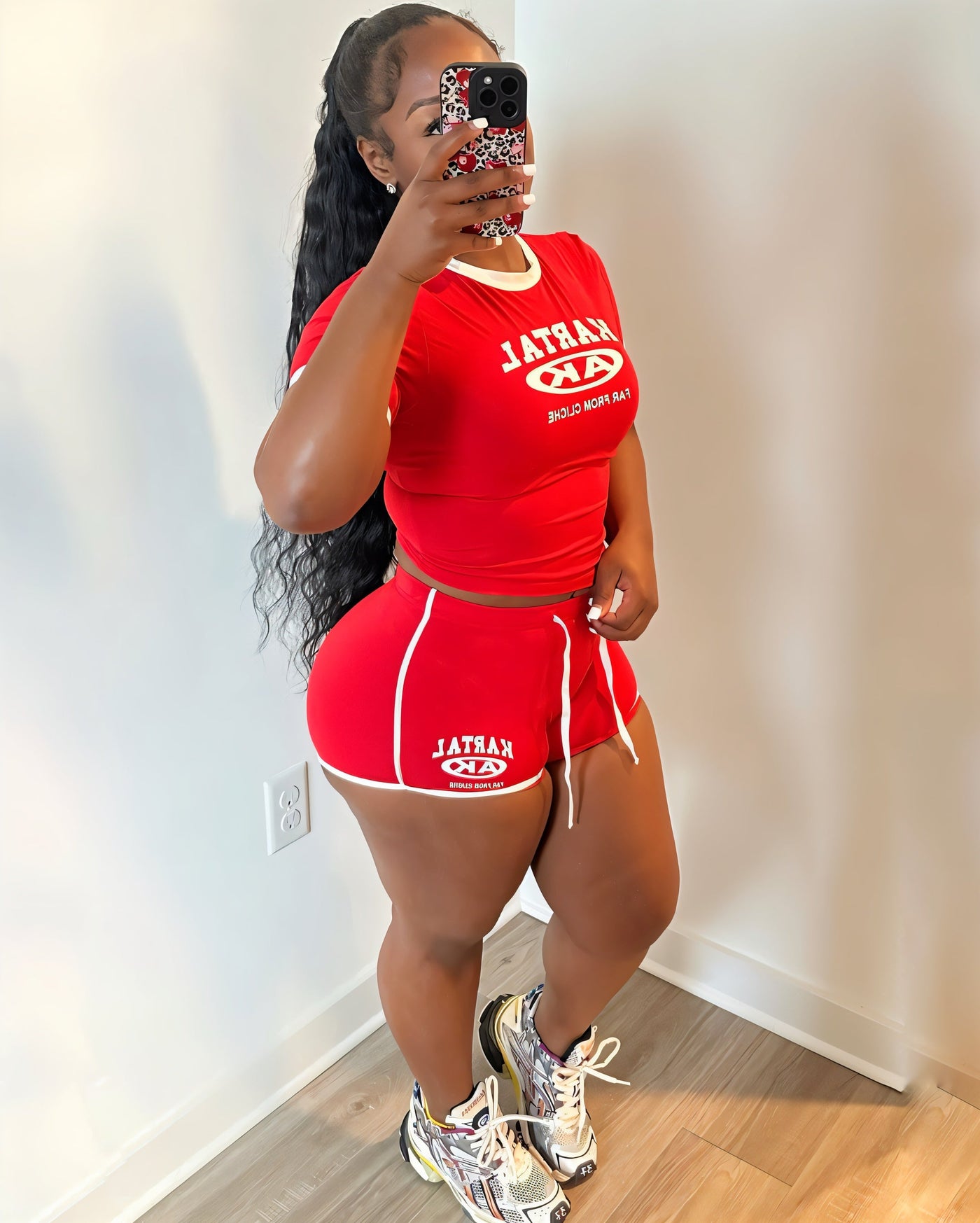 MERRYN Graphic Print Crop Top & Shorts Set