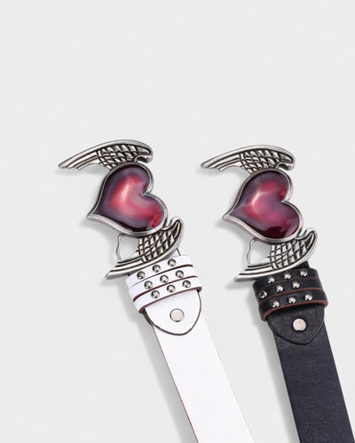 RUA Heart Wing Buckle Studded Belt