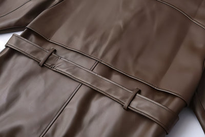 PAMOLA Faux Leather Trench Coat