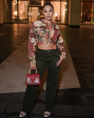 LAUREN Floral Print Cropped Jacket