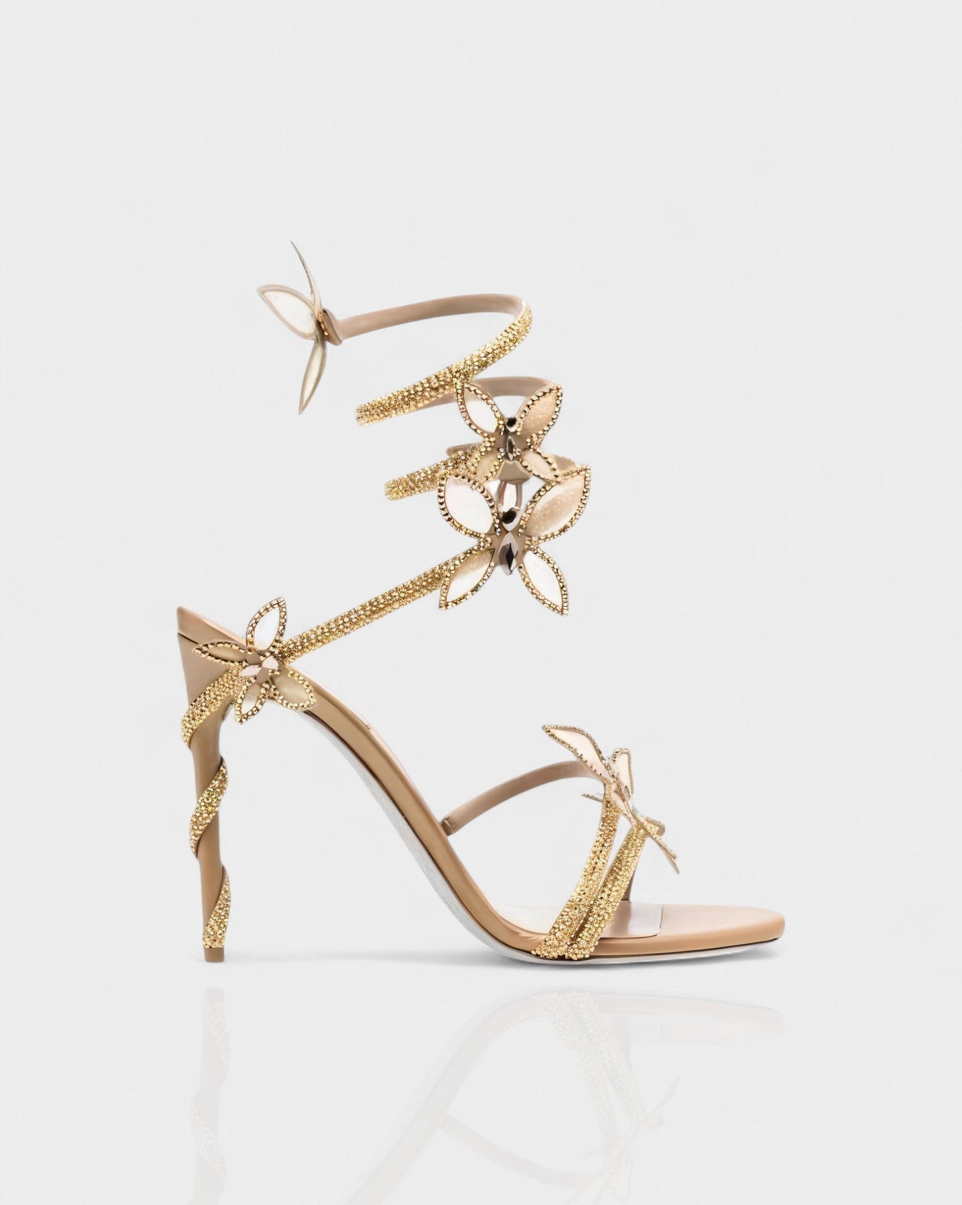 LYNA Crystal Butterfly Spiral High Heels