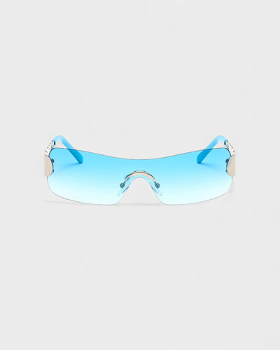 AMORA Circle Embellished Rimless Shield Sunglasses