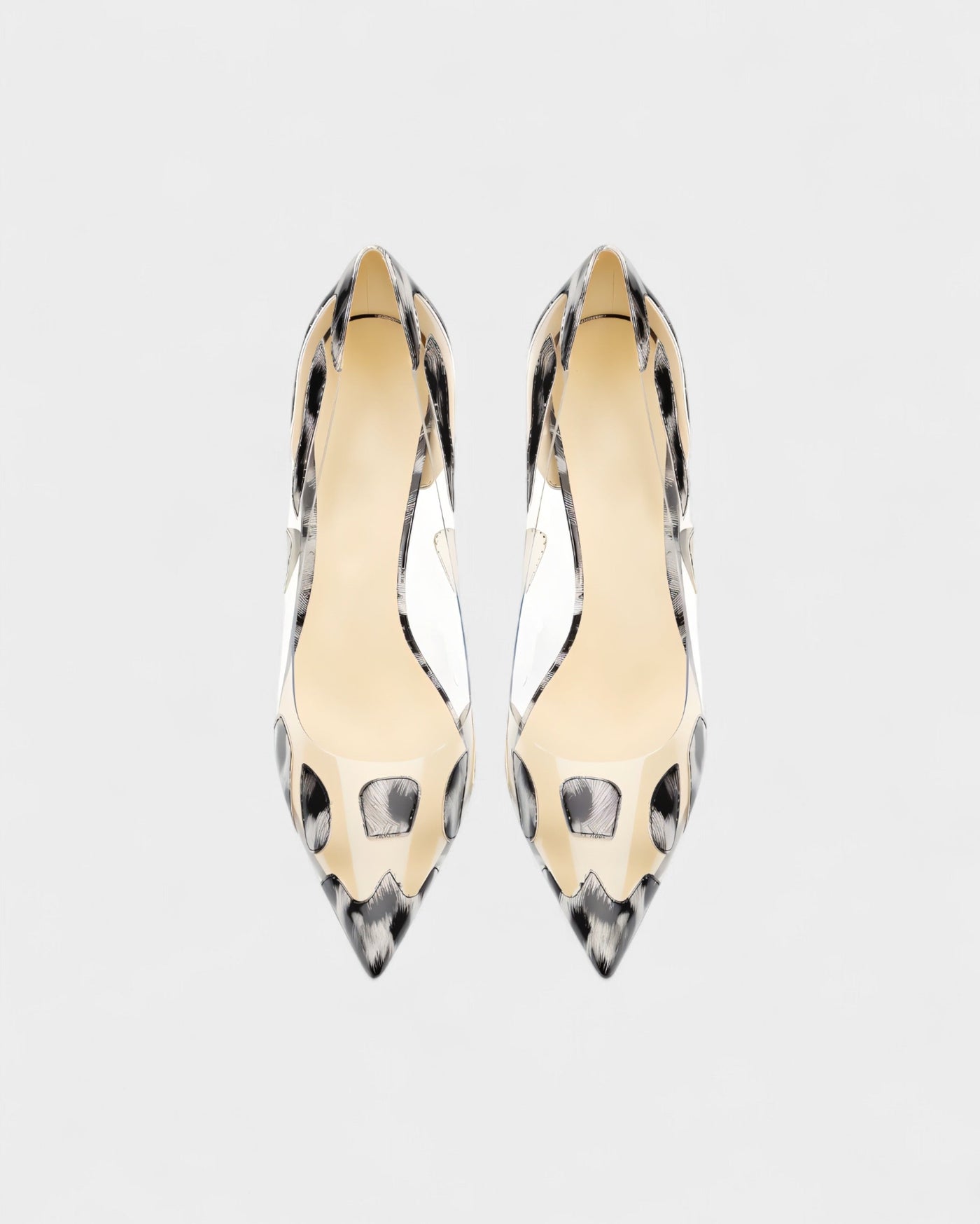 DALYA Transparent Pointed-Toe Leopard Heels