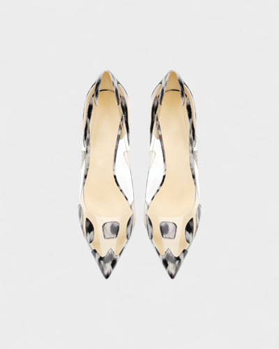 DALYA Transparent Pointed-Toe Leopard Heels