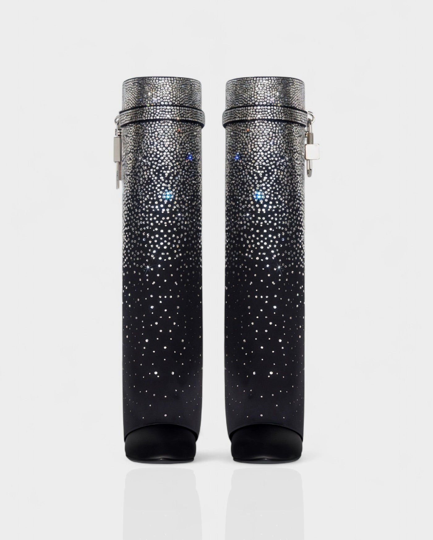 GALORA Allover Crystal Wedge Knee High Boots