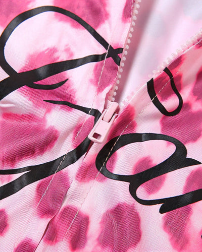 NOA Leopard Zip Up Top & Pants Set