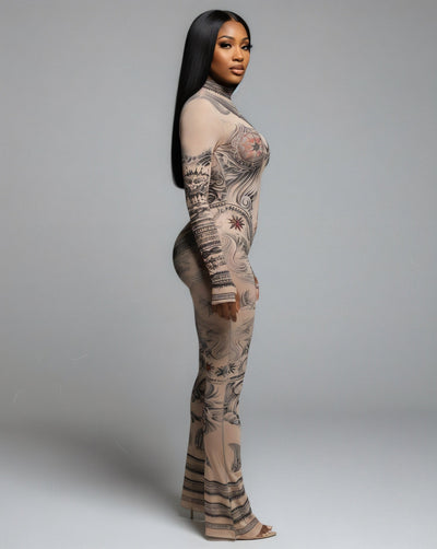 KORI Mesh Printed Jumpsuit