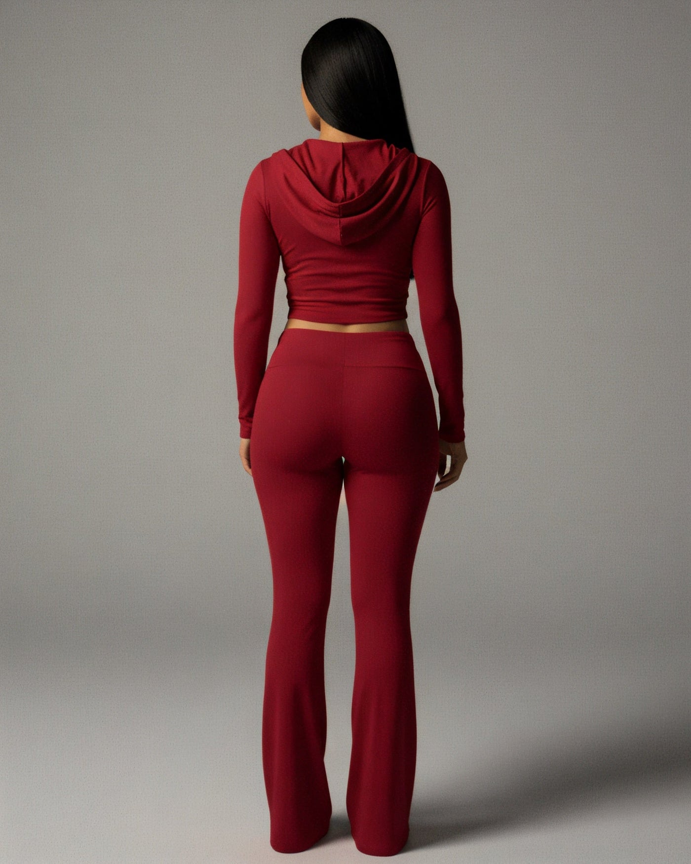 RAINY Zip-Up Hoodie and Flare Pants Set