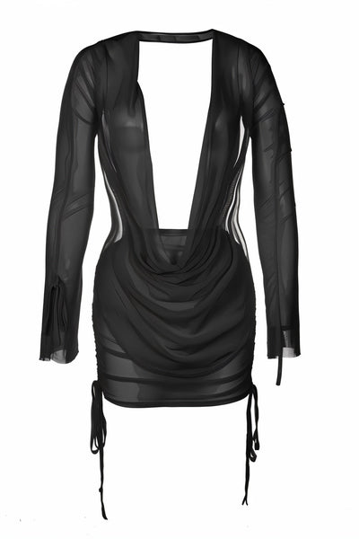 VALERIA Tie-up Mesh Gauze Pleated Skirt Set