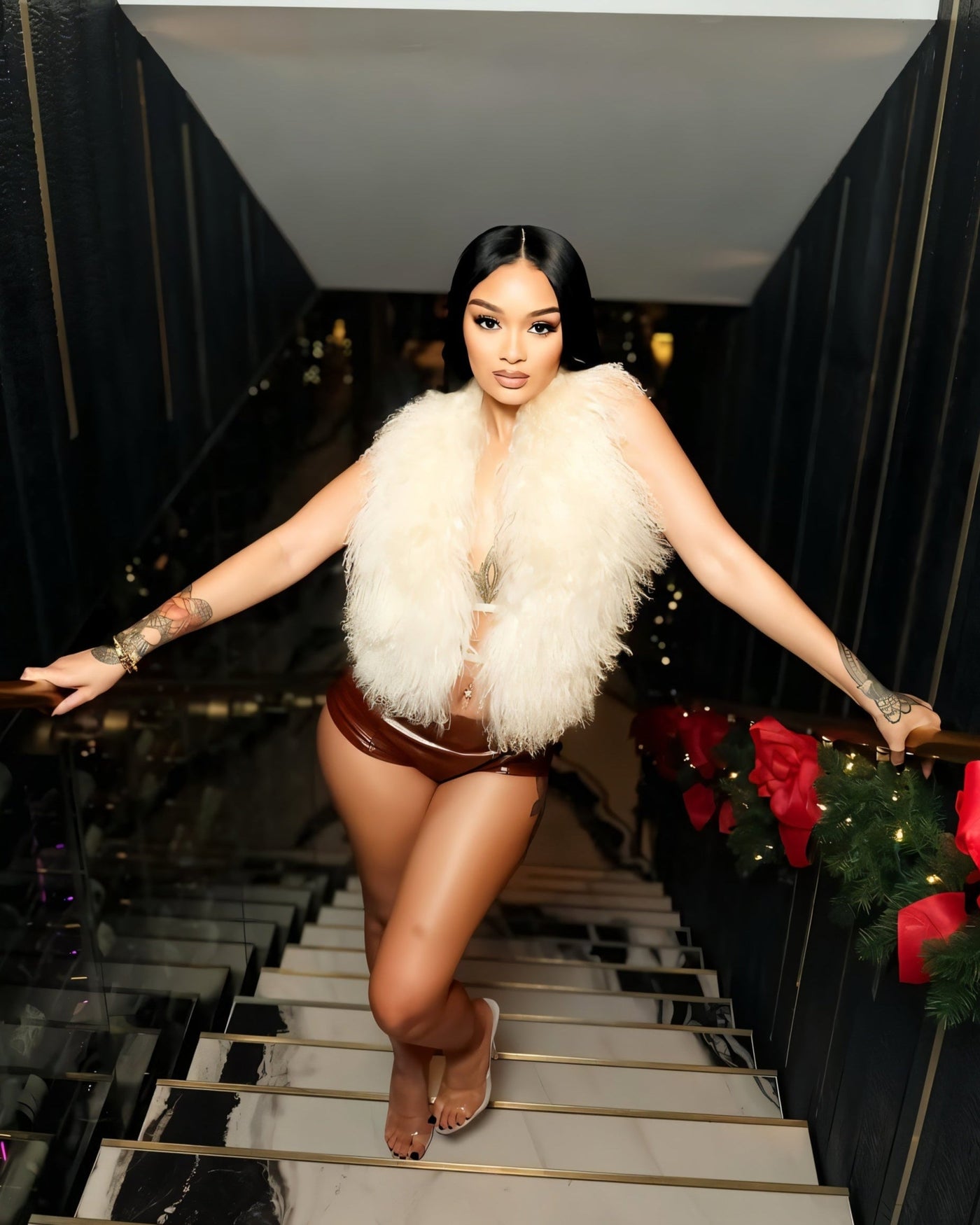 KAREYA Faux Fur Vest Top