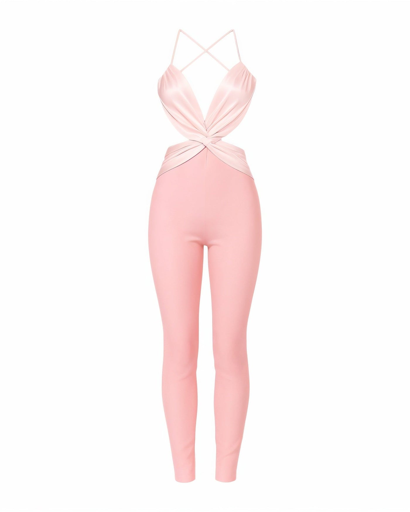 NIANA Satin Twist Cutout Jumpsuit