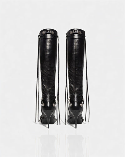 WENA Studded Pointed Toe Knee-High Boots