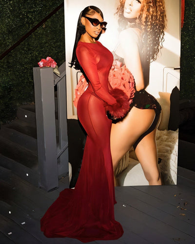 ELLA Sheer Mesh Maxi Dress