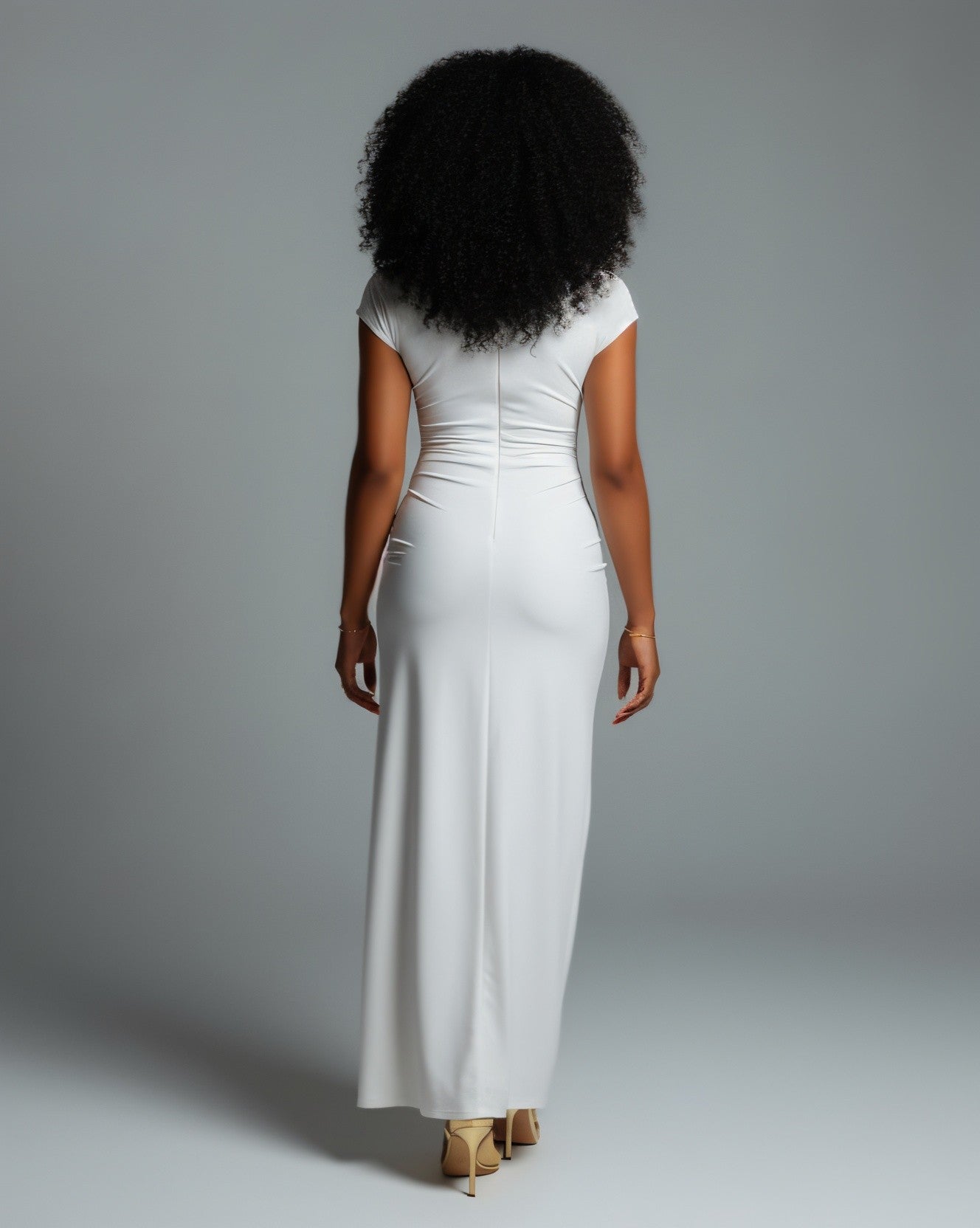 AZMIRA Ruched High-Slit Maxi Dress