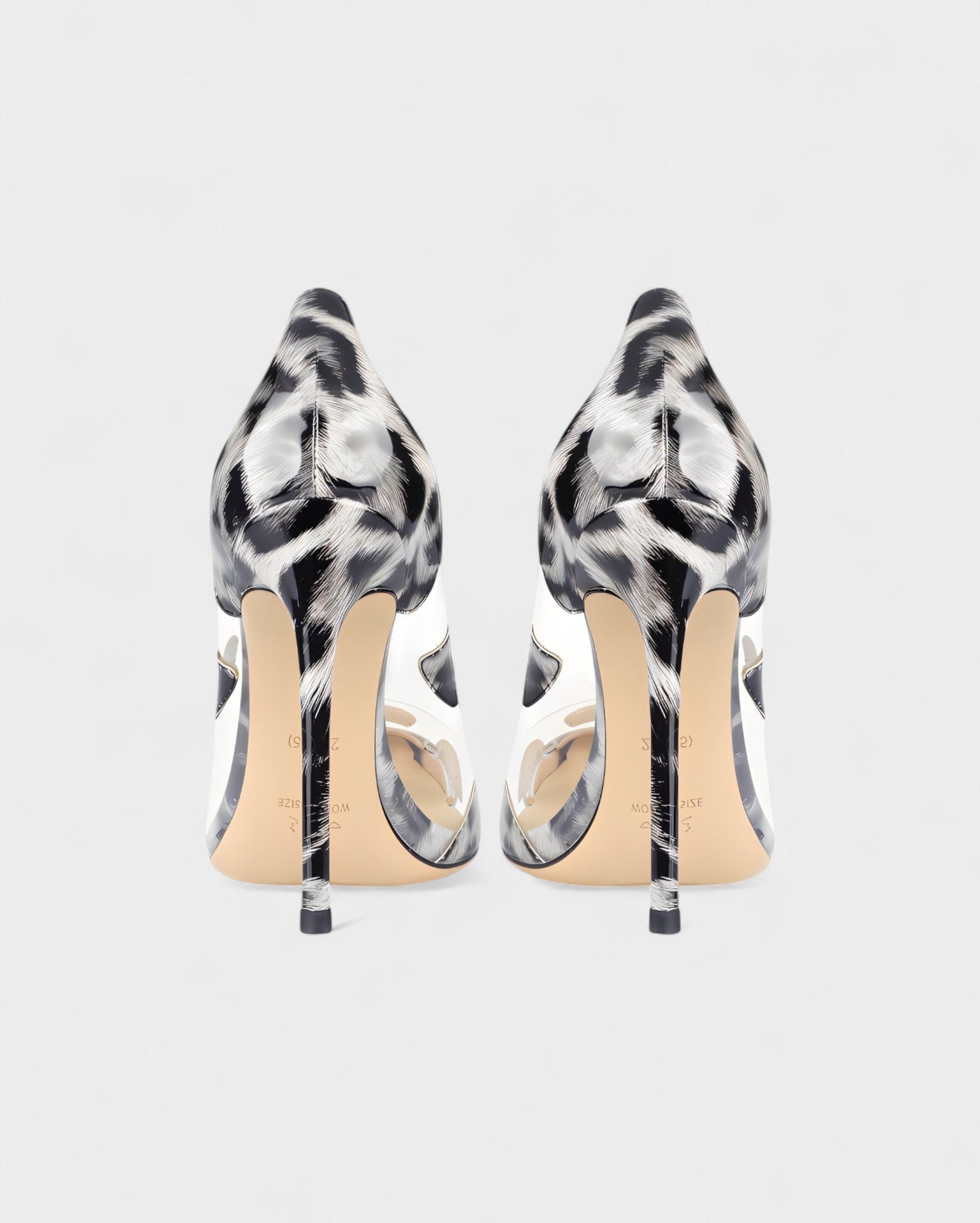 DALYA Transparent Pointed-Toe Leopard Heels