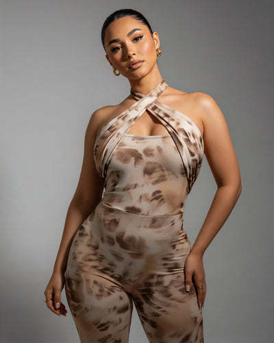 GIANA Crisscross Halter Jumpsuit