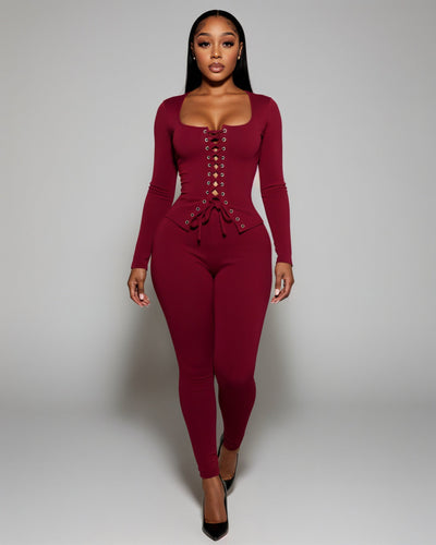 XANTHE Corset-Lace Top & Pants Set