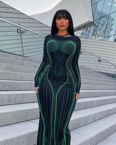 CARLA Backless Slim Round Neck Maxi Dress