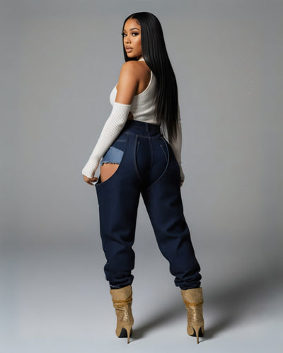 NAMI Distressed Denim Chaps Pants