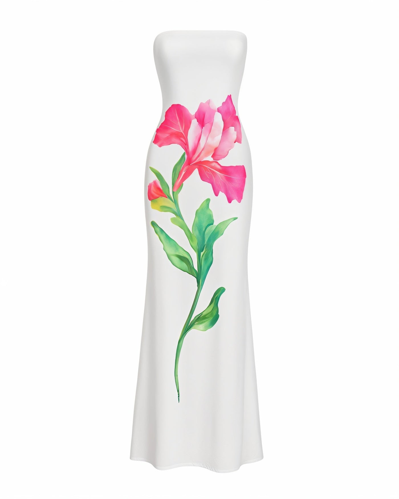 PORTIA Strapless Flower Print Maxi Dress