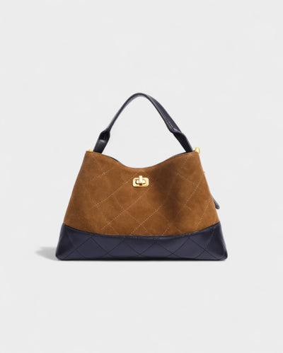 ELVIERA Quilted Faux Suede Handle Bag